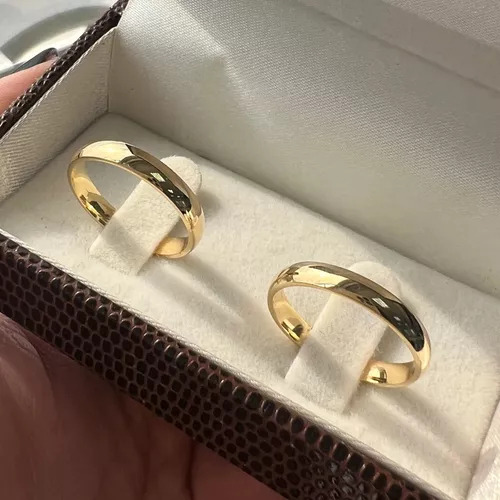 Aliança De Ouro 18k Abaulada 3mm 3g Noivado Casamento Par