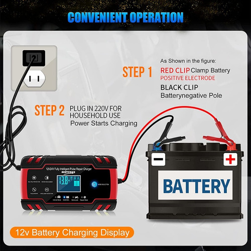 Imagen 4 de 7 de Cargador De Batería Inteligente Y Rápido 12v 8a 24v