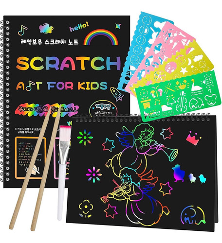 Smasiagon Scratch Paper Art Set For Kids: 2 Pack Scratch ...
