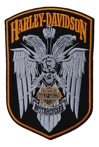 Parche Bordado Harley Davidson Aguila Craneo Motorcycle Rayo