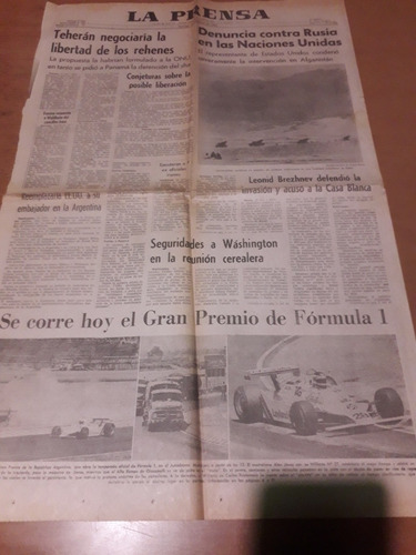 Tapa Diario La Prensa 13 01 1980 F1 Fórmula 1 Rusia Irán 