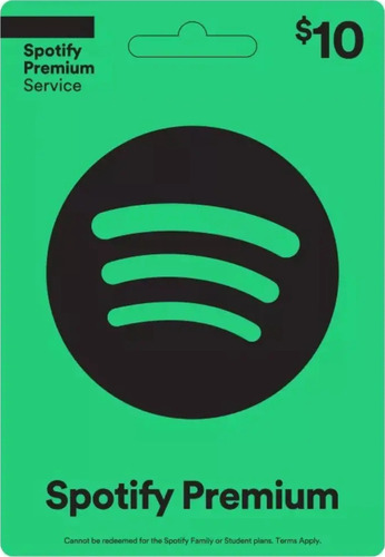 Spotify Premium Tarjeta Gift Card De 10 [ Código Digital ]