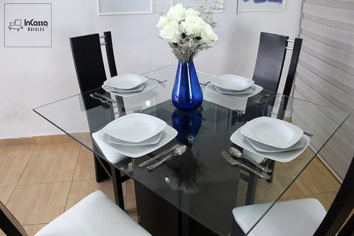 Comedor Minimalista Mod Marbella 4 Sillas Moderno