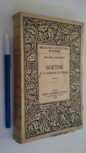 Imagen 1 de 2 de Goethe E Le Scienze Naturali - Walter Jablonski