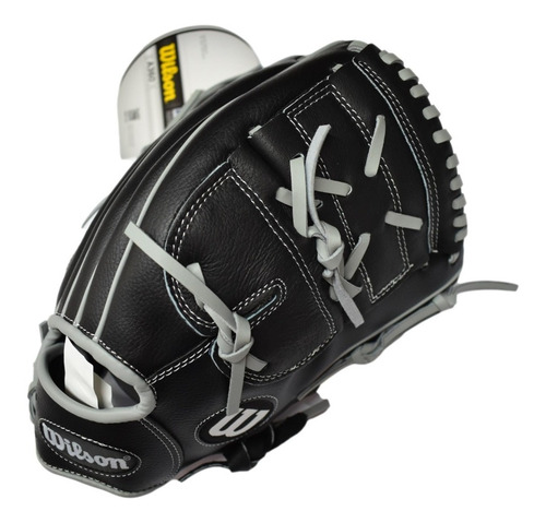 Imagen 2 de 8 de Guante Para Beisbol Wilson A360 12 Pulgadas Negro Gris