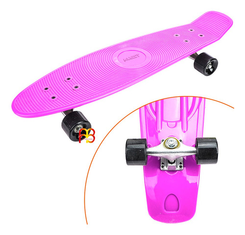 Skate Patineta Profesional Estilo Penny 56cm Longboard Rosad