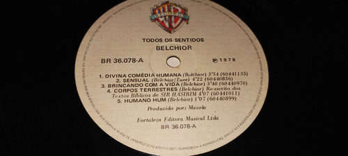 Lp Belchior Todos Os Sentidos 1978 Encarte (Usado)