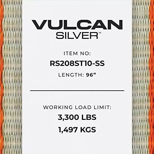 Vulcan Snap Hook Auto Tie Down with Twisted Snap Hook Ratchet - 2 inch, 2 Pack - Silver Series - 3,300 Pound Safe Working Load