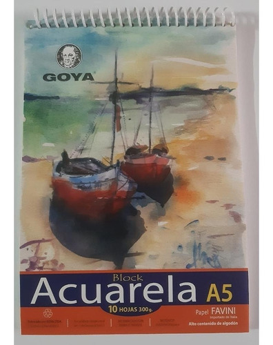 Block Goya Para Acuarela A5 300 Gramos X 10 Hojas C/ Espiral