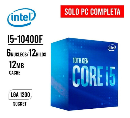 Imagen 1 de 7 de Cpu Gama Profesional Intel I5 10400f-gtx 1060 3g-ram16-ssd 