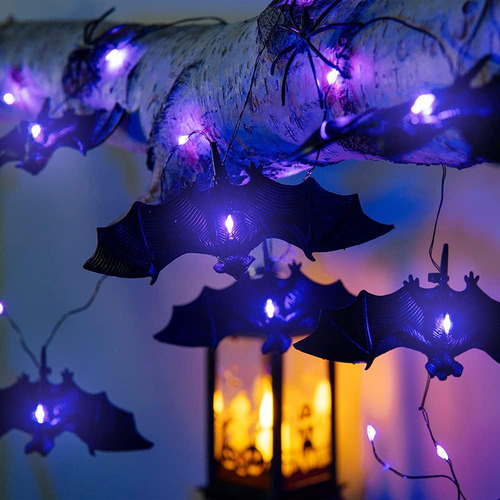 Guirnalda Halloween 30 Luces Led Murciélago Con 8 Modos