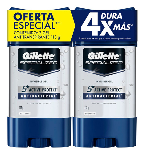 Oferta Desodorante Gillete Antibacterial X 113g X 2und