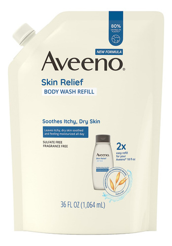 Aveeno Skin Relief Recambio De Gel De Baño Sin Fragancia Con
