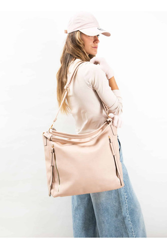 Cartera Pu Extra Large Con Correa Extraible La Chapelle Negro Lisa Oro Negro
