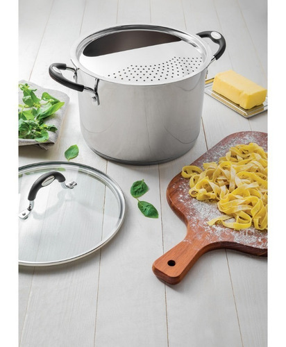 Olla Spaghetti Solar Silicone Tramontina 24 Cm Acero 7,8 Lts Color Gris