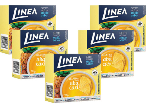 Linea Kit 5 Gelatina Em Pó Sem Açúcar Sabor Abacaxi 10g 