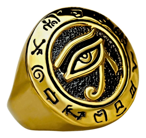 Anillo Color Oro Ojo Horus Egipcio Acero Inoxidable Hombre