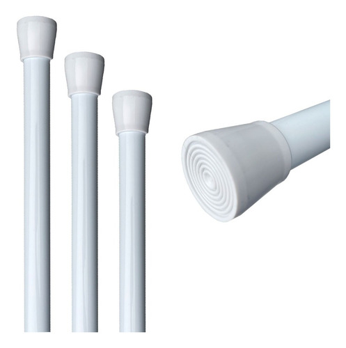 Imagen 5 de 10 de Barral Para Cortina De Baño Extensible De 1 A 2 Mtrs Blanco