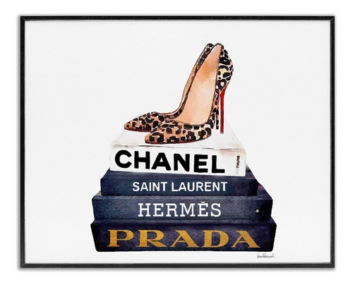 Stupell Industries Glam Fashion Book Set Leopard Pumps Heels