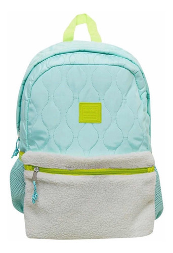 Mochila Espalda 17'' Baires Top Mooving Adolescentes Color Celeste Diseño De La Tela Liso