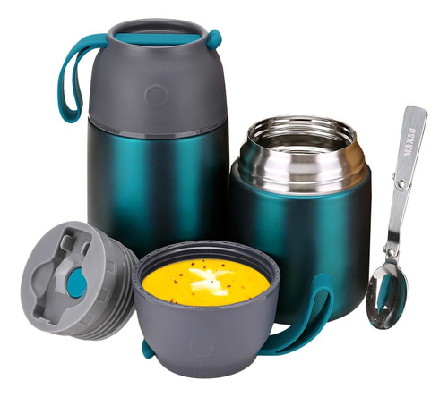 Termo Itslife Food, 0.7 L And 0.5 L, Dark Green, Pack Of
