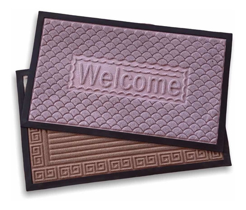 Kit 2 Peças Tapete Decorativo Capacho Antiderrapante Entrada