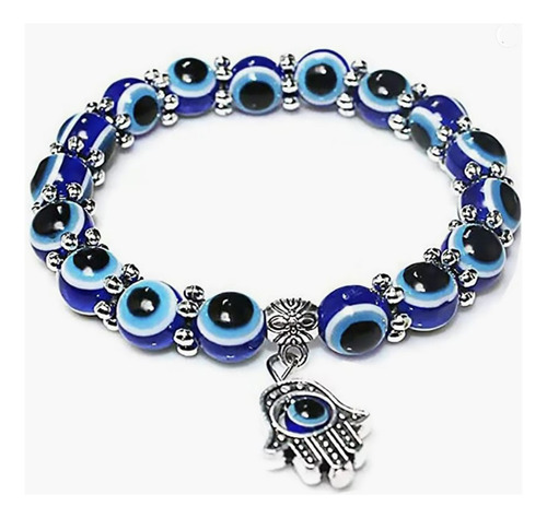 Pulsera Ojo Turco Mano De Fatima Mal De Ojo Chakras Yoga Luz Color Índigo