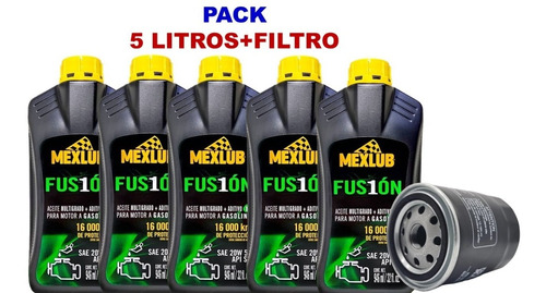Aceite 20w50 Mineral Marca Mexlub Pack 5litros+filtro