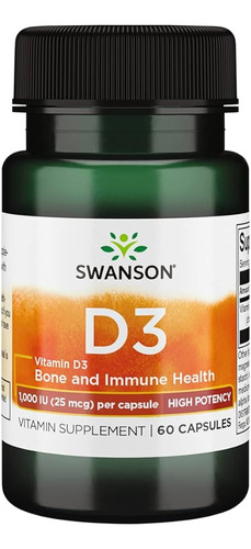 Vitamina D3 1000 Ui 60 Caps -alta Potencia Swanson