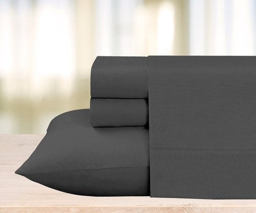 Imagen 6 de 9 de Juego De Sabanas Soft King Size Tacto Suave Color Gris Liso