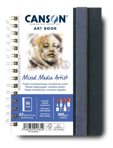Caderno Art Book Mixed Media Canson 300 G/m2 A5 28 Fls