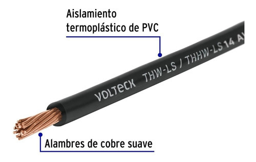 Carrete 500mt Cable Calibe 14 Volteck CAB-14N-500 color Negro