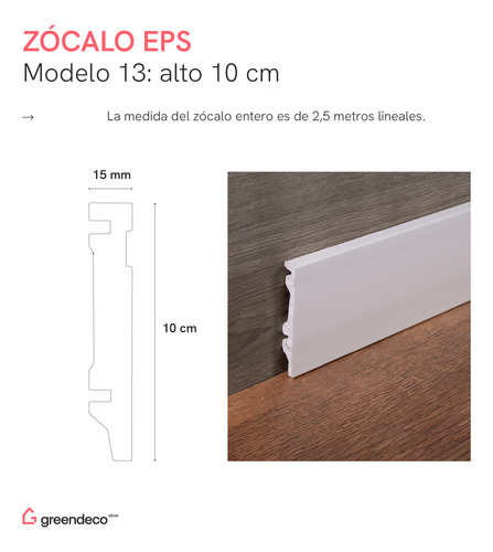 Zocalo Antihumedad Pvc Eps Piso Vinilico 10cm Blanco