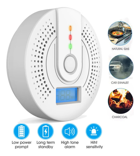 2 Detector De Gás Natural Lp, Fumaça E Monóxido De Carbono