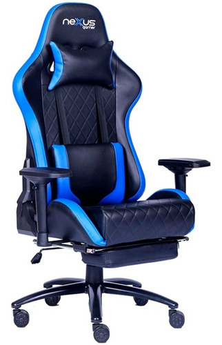 Cadeira Gamer Nexus Python3 Vegas Preto/azul Couro Sintetico Cor Azul