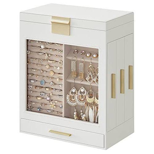 Jewelry Box With Glass Window, 5-layer Jewelry Organize...