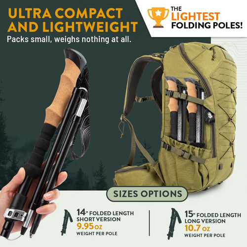 Bastones De Senderismo Plegables Hiker Hunger, Color Verde