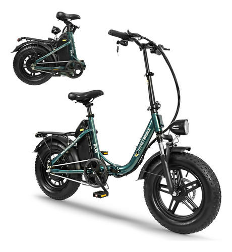 Honey Whale Bk05 Bicicleta Electrica Plegable Autonomía 40km Color Verde musgo