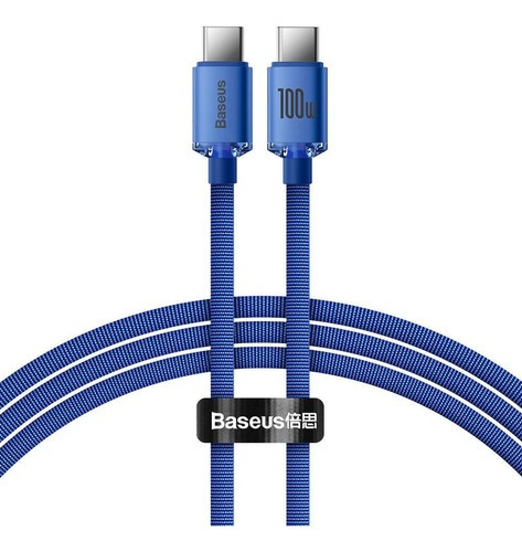 Cable Baseus Usb-c / Usb-c Carga Rápida Hasta 100w De 1.2 Metros Color Azul