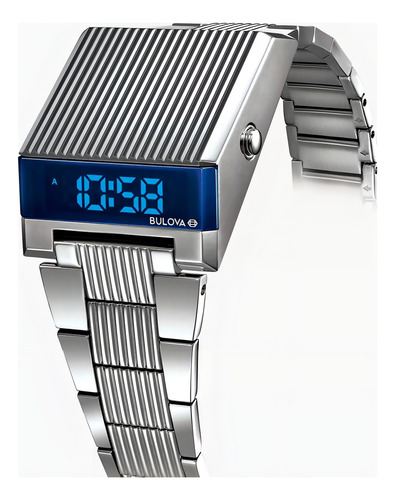 Relógio Bulova Computron 96c139 Prata Reissue Archive Series Cor da correia Prateado Cor do bisel Prateado Cor do fundo Azul