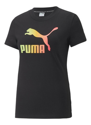 Polera Algodon Puma Summer Squeeze Slim Graphic Negro Mujer