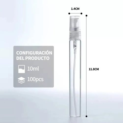 100 Pcs 10ml Mini Botellas Spray Perfume Vidrio Recargables