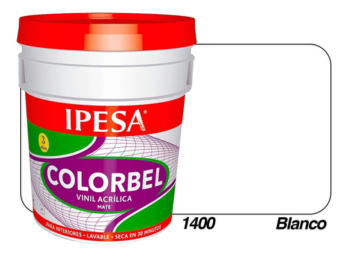 Pintura Vinílica Interior 4 Litros Colorbel 3 Años Galón Color Blanco