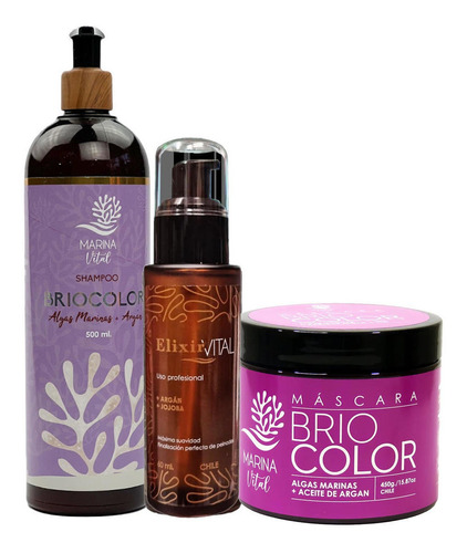 Shampoo Y Mascara Briocolor + Serum Marina Vital