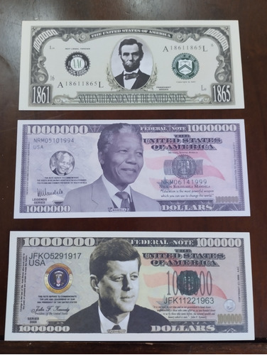 Billete De Mandela, Kennedy, Lincoln 