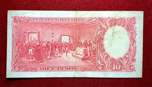 Billete 10 Pesos M$n 1944 Firmas Rojas Bottero 1929 (Usado)