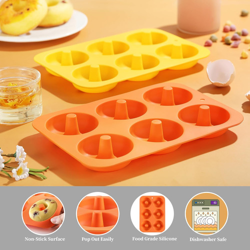 Juego De 2 Moldes De Silicona Para Donas Antiadherentes (nar