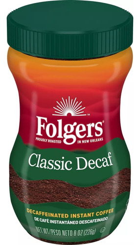 Cafe Folgers Classic Decaf Instantáneo Descafeinado 226g Imp