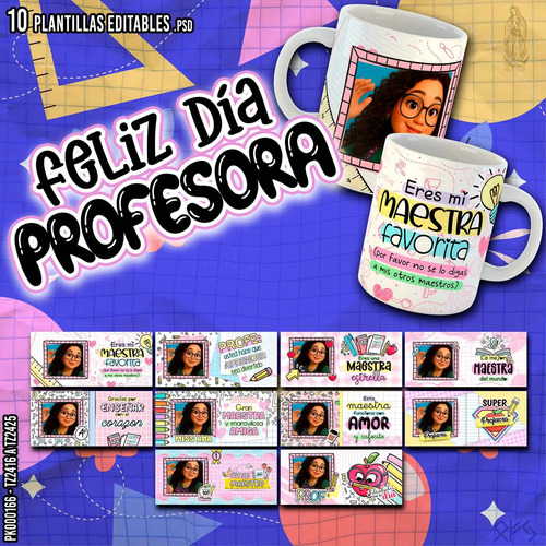 10 Plantillas Editables Para Sublimar Tazas Dia Del Maestro