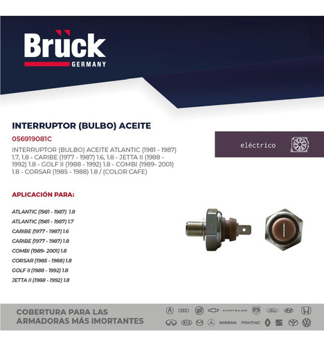 Bulbo Sensor Aceite Jetta 1991 1.8 8v 056919081c